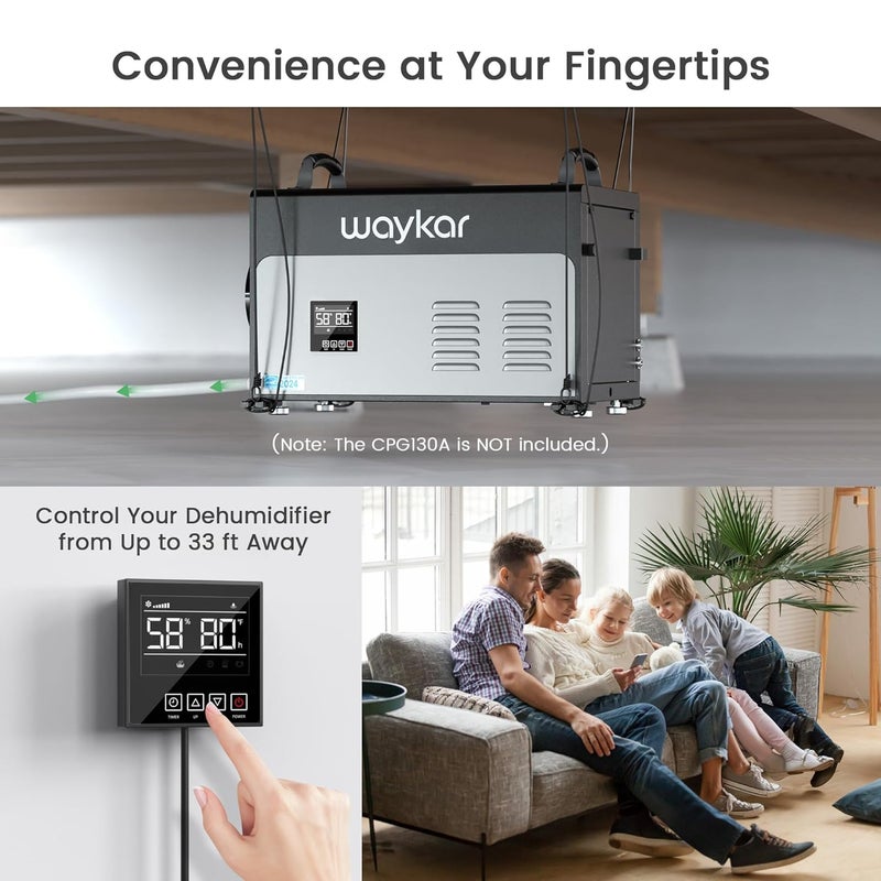 Waykar Remote Control for CPG130A Dehumidifier - Digital Humidity & Temperature Control, Adjustable Humidity Level, 32.8ft Cable, Sensitive Sensor, Easy Installation, Includes Accessories - Image 3